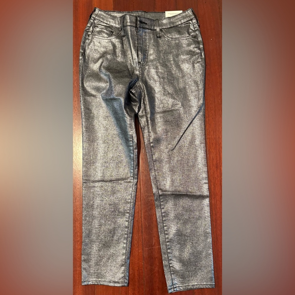 Chico's Metallic Croc-Patterned Girlfriend Jeans 6 - Picture 5 of 7